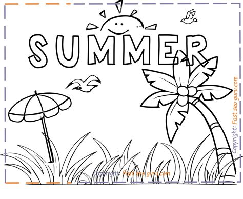 summer holiday coloring pages  kids print