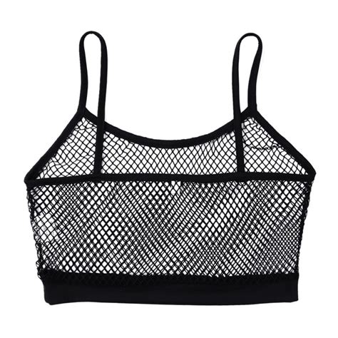 women mesh see through bralette sleeveless bra crop vest tank top short