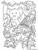 Jungle Animals Coloring Pages Inside Animal Kids Color Book Drawing Choose Board sketch template
