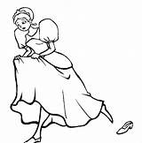 Coloring Cinderella Running Coloringkidz Pages sketch template