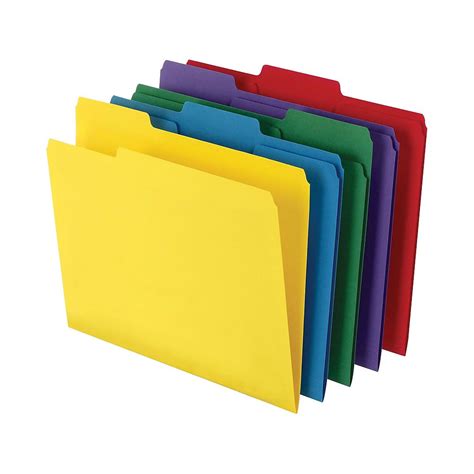 staples colored top tab file folders  tab  color asst letter size
