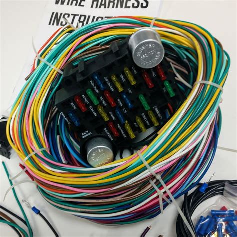 complete universal 12v 24 circuit 20 fuse wiring harness wire kit v8