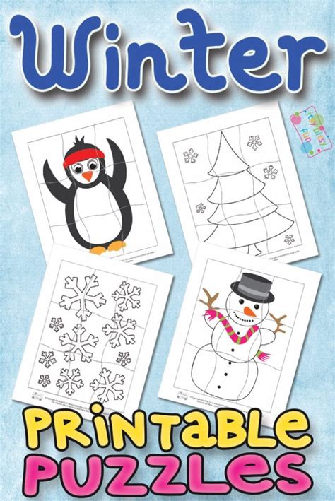 printable winter puzzles  kids itsy bitsy fun