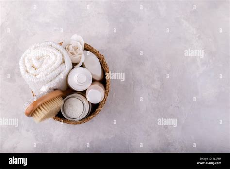 white rose spa setting stock photo alamy