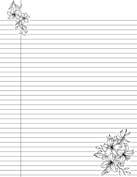 cute printable college ruled lined notebook paper  margins etsy