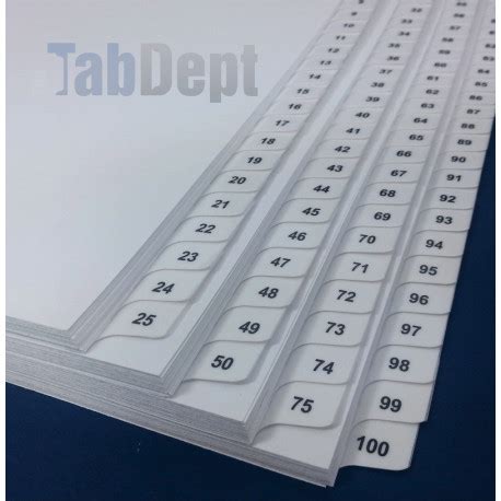 numbered tabs sold  position