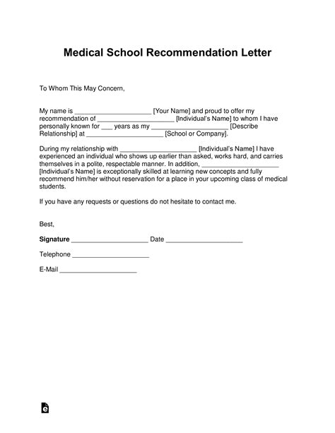 medical school letter  recommendation template  samples