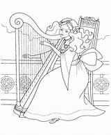 Coloring Arpa Harpe Harp Colorare Colorear Colorkid Disegni Princesas Prinzessinnen Prinzessin Princesa Reina Harpa Malvorlagen Princesses Coloriages раскраска Principesse Katze sketch template