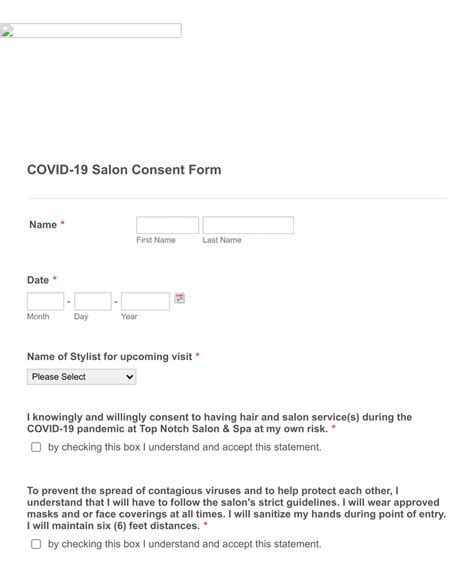 covid  top notch salon spa consent form template jotform