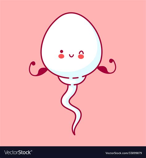 Cute Happy Strong Funny Sperm Cell Show Muscle Vector Image