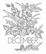 Flower Month Voor Volwassenen Embroidery Vintage Patterns Coloring Kleuren Flowers Transfer December Adults Choose Board sketch template