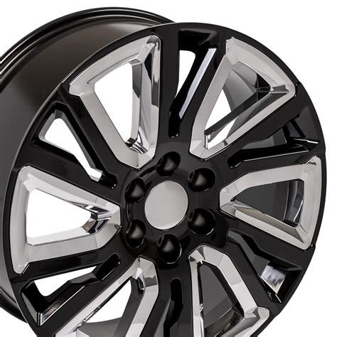 gmc gloss black   angled chrome inserts replica wheels