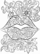 Lips Colouring Coloring Pages Adult Printable Books Fun Digital Sheets Printables Etsy Instant Flowers sketch template