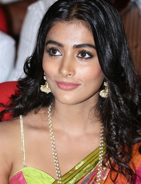 high quality bollywood celebrity pictures pooja hegde looks smoking hot in a revealing saree at