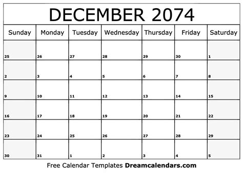 december  calendar  blank printable  holidays
