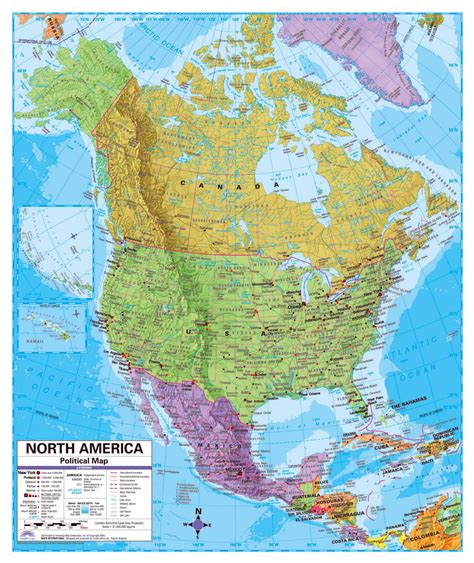 political map  north america  relief roads  major cities north america mapsland