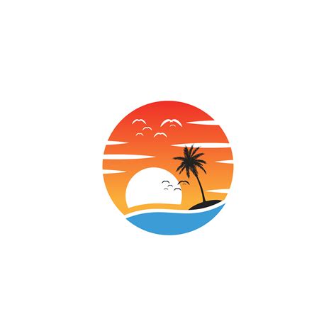 beach sunset logo design vector icon element sunset logo concept  vector art  vecteezy