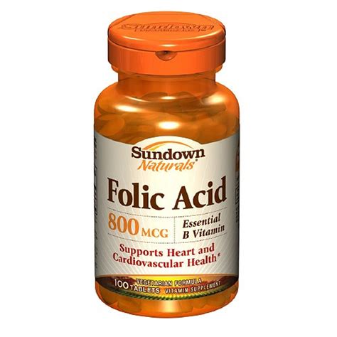 folic acid  mcg vitamin supplement tablets  sundown  tablets myotcstorecom