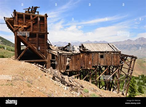 abandoned silver   mackay idaho high   mountains stock photo