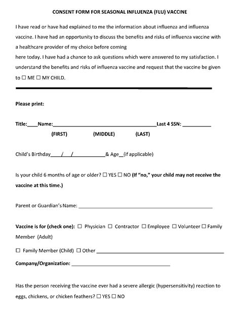 printable vaccine consent form template printable forms