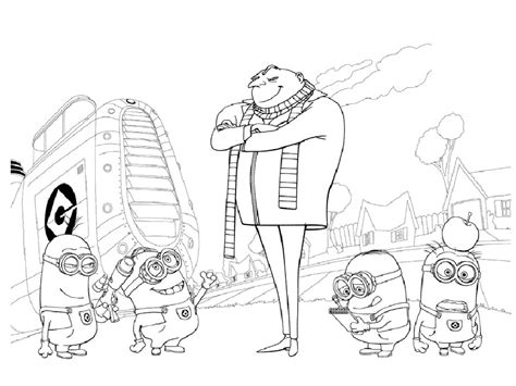 despicable   gru  minions smiling coloring page  kids printable