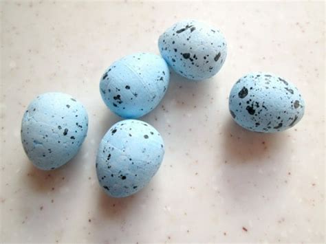 light blue speckled foam eggs  easter  spring decor