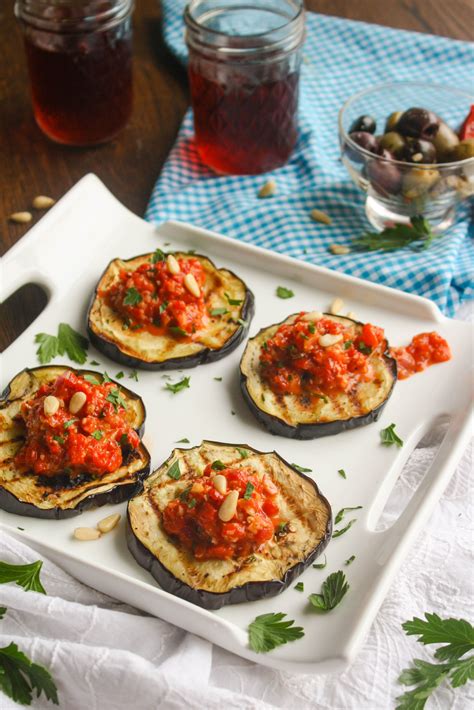 grilled eggplant with roasted red pepper tapenade recipe grilling