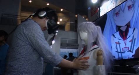 horny gamers grope virtual reality girlfriend wearing 3d goggles which turn mannequin into