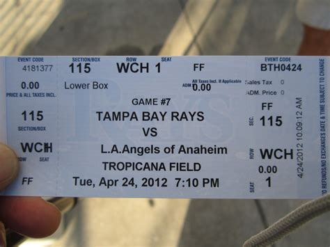 tampa bay rays   angels  ticket tampa bay rays