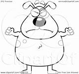 Waving Dog Cartoon Chubby Spotted Fists His Clipart Cory Thoman Outlined Coloring Vector sketch template