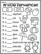Grade English Worksheets Worksheet Kindergarten Kids Articles Grammar First Teacherspayteachers Packet Learning Words sketch template