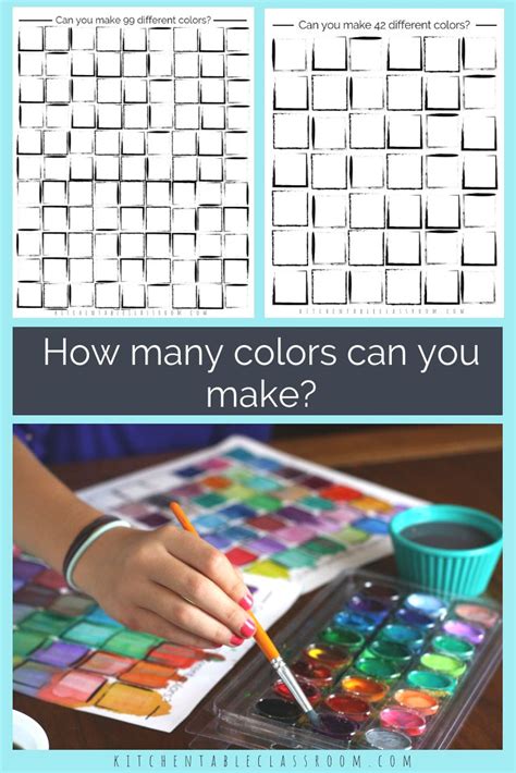 color mixing chart  printable pages  learning  colors