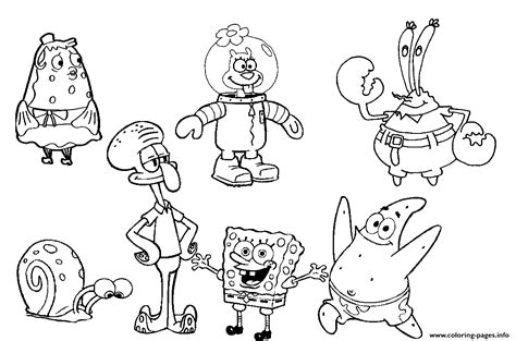 coloring pages spongebob charactersa coloring page printable