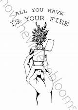 Drawing Holding Hand Lighter Fire Visit sketch template