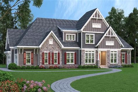front elevation  craftsman home theplancollection house plan   luxury house plans