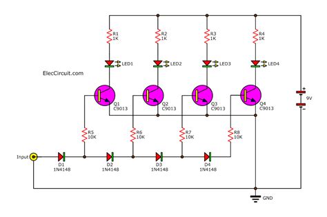 analog led vu meter circuit  transistors