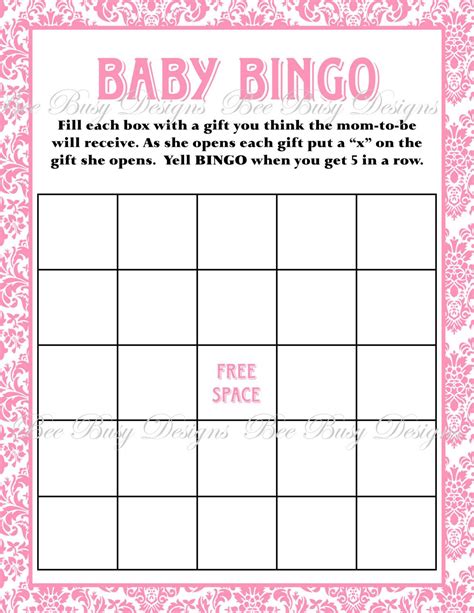 printable baby shower bingo  cards pink  blue printable