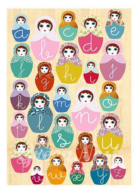 learn abc with cute russian dolls on wooden background russian doll alphabet art collage poster