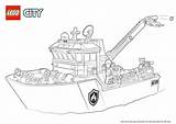 Lego City Coloring Boat Fire Popular sketch template