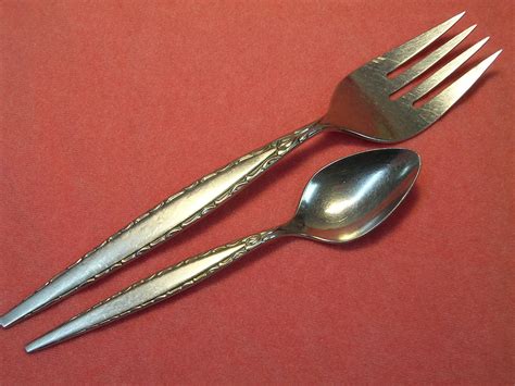 oneida venetia serving fork and teaspoon community stainless flatware silverware