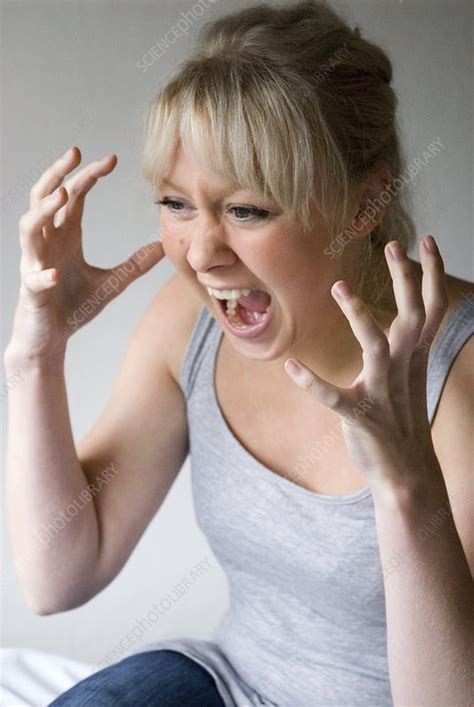 Woman Screaming Stock Image C004 3016 Science Photo Library