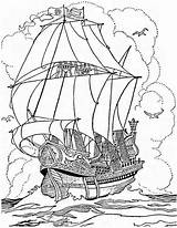 Coloring Ship Pirate Pages Colouring Printable Big Pearl Galleon Ships Navy Anchor War Sunken Adults Adult Kids Steamboat Boat Kidsplaycolor sketch template