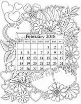 Coloring Year Happy February Pages Etsy Calendar Journal Artwork Original Bullet Para Adult Planner Printable sketch template