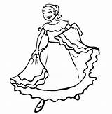 Mexican Coloring Girl Pages Fiesta Folk Dancing Dancer Drawing Printable Clipart Dance Kids Cinco Mayo Cliparts Color Woman Dancers Clip sketch template