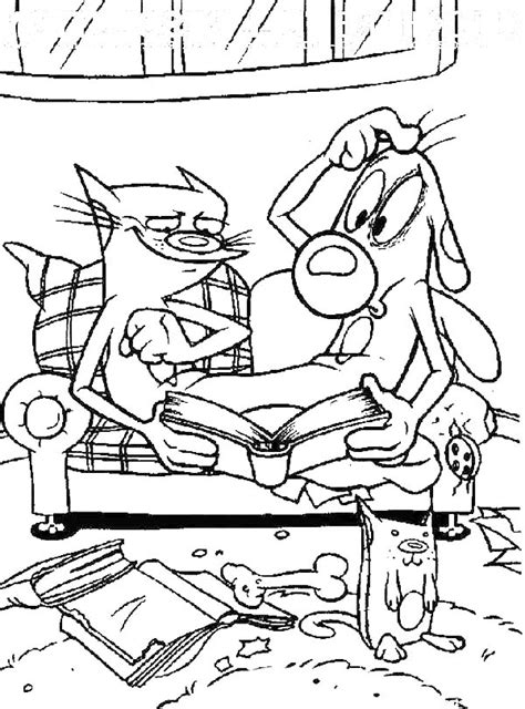 catdog reading  book  coloring pages  place  color