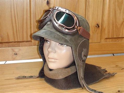 Brown Leather Aviator Hat Pilot Cap Ww2 Wwii Leather Motorcycle