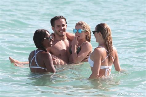 katie cassidy and emily bett rickards at the beach in miami popsugar