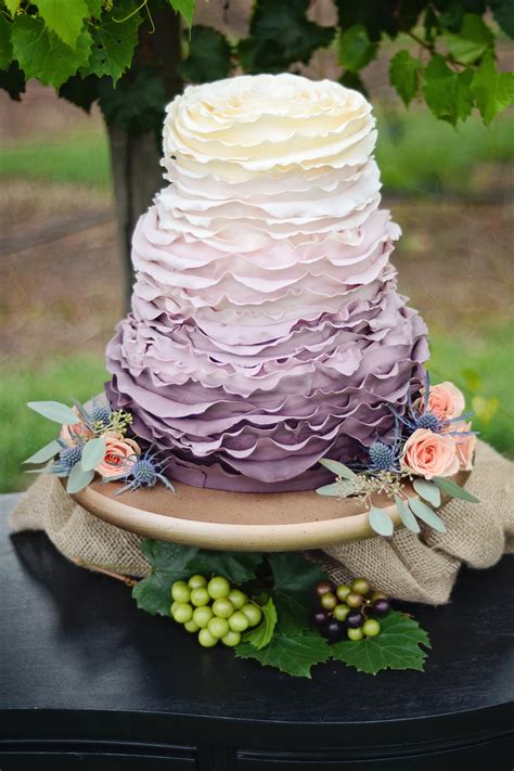 A Stunning Fall Wedding Cake Featuring Fondant Ruffles And