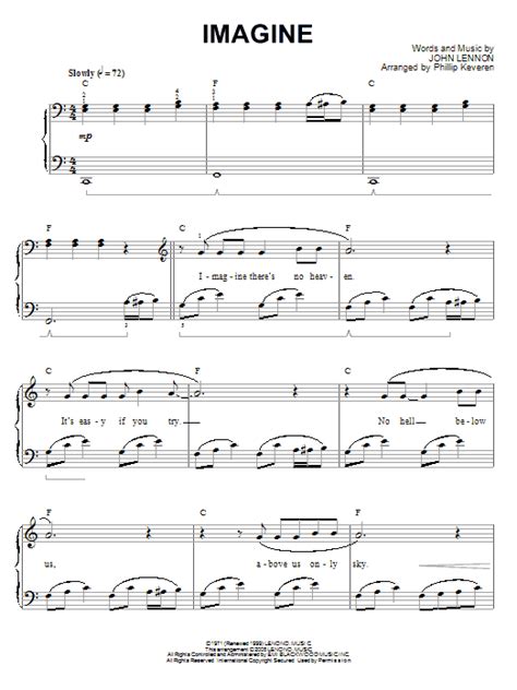 imagine sheet   john lennon piano