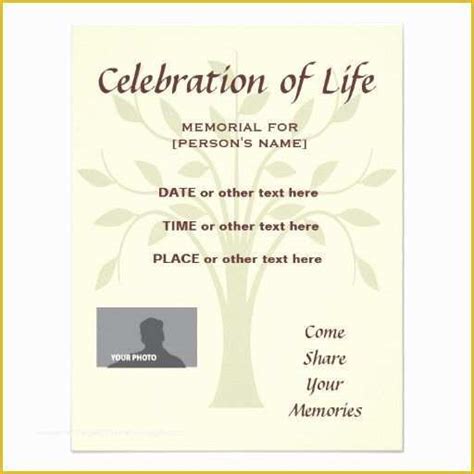 celebration  life cards templates   memorial celebration